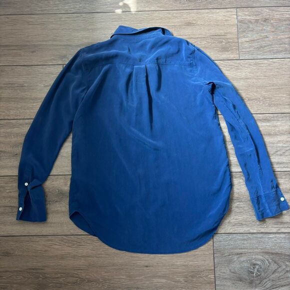 everlane must have blue silk button up shirt size 0 - Picture 6 of 6
